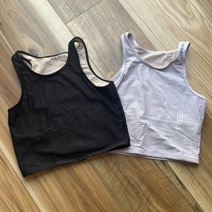 2 Fabletics crop or swim tank tops- size small black white